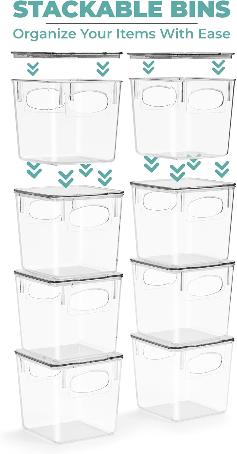 Sorbus Small Clear Plastic Storage Bins with Lids, Clear Stackable Storage Bins, Clear Toy Storage Bins, Clothes, Medicine, Makeup, Closet, Art Supply, Bathroom, Shoe, Toy Storage Organizer (2 Pack)