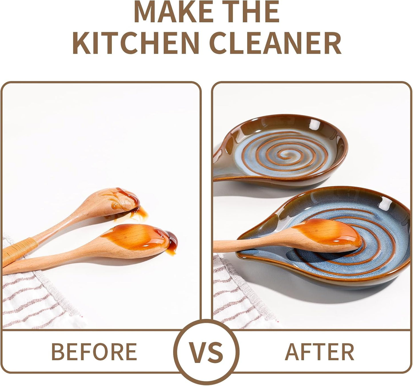 Spoon Rest for Stove Top, Large Ceramic Spoon Holder for Kitchen Counter, Heat Resistant Cooking Utensil Rest, Dishwasher Safe 5.1 Inch by ANTIS’S HOME (Blue)