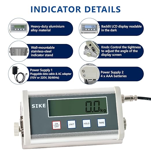 SIKE EPS660 Bariatric Floor Scale with Extra-Large Platform, SIKE Digital Postal Shipping Scale, 660 x 0.2lb(300kg x 0.1kg), 22" x 22" Platform, Stainless Steel, Heavy Duty