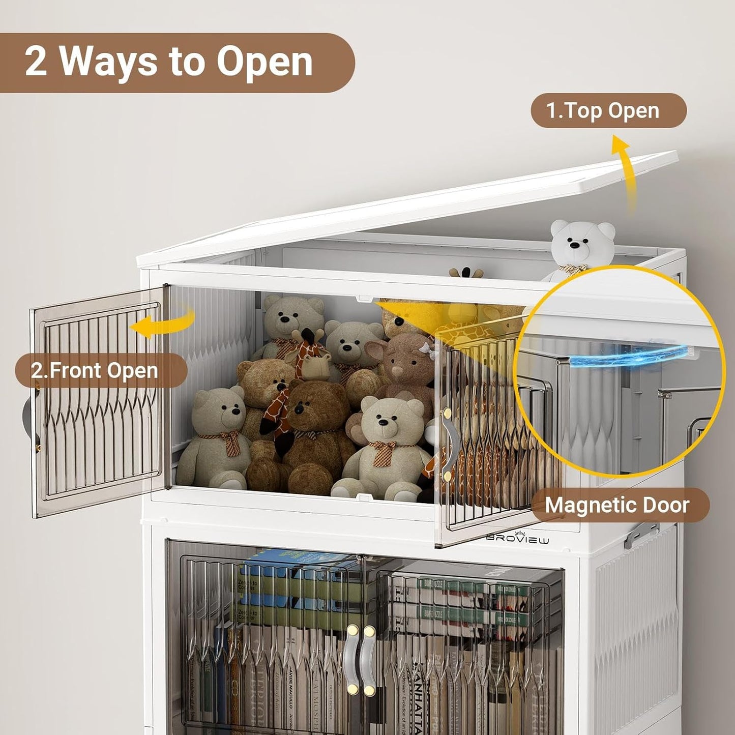 360Qt Stackable Storage Bins with Lid, Extra Large Closet Organizer Collapsible Drawer Boxes with Wheels, Folding Plastic Cabinet Containers for Home Kitchen Room Organization, 3Pack White