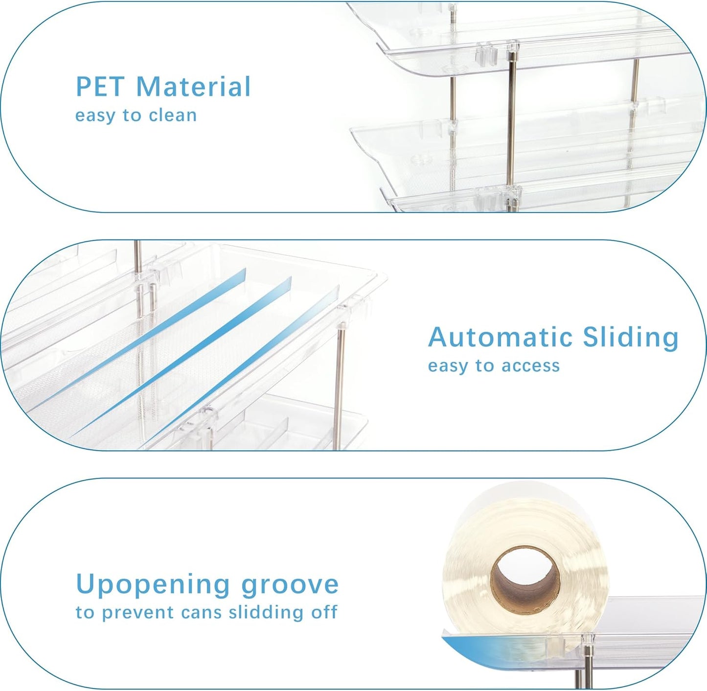 Can Organizer For Pantry, Adjustable Height And Width Canned Goods Organizer, Soup Can Organizer Holds Up to 60 Cans for Kitchen Cabinet or Refrigerator(CLear 5 Tier)