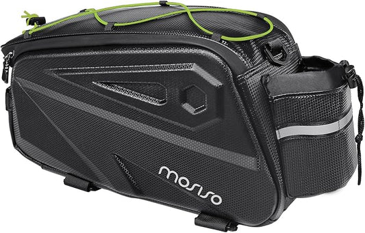 MOSISO Bike Rack Bag, Waterproof Bike Rear Rack Handbag Bicycle Trunk Bag, 14L EVA Mountain Bicycle Rear Seat Storage Saddle Pouch Cycling Luggage Pouch with Shoulder Strap, Lime Green