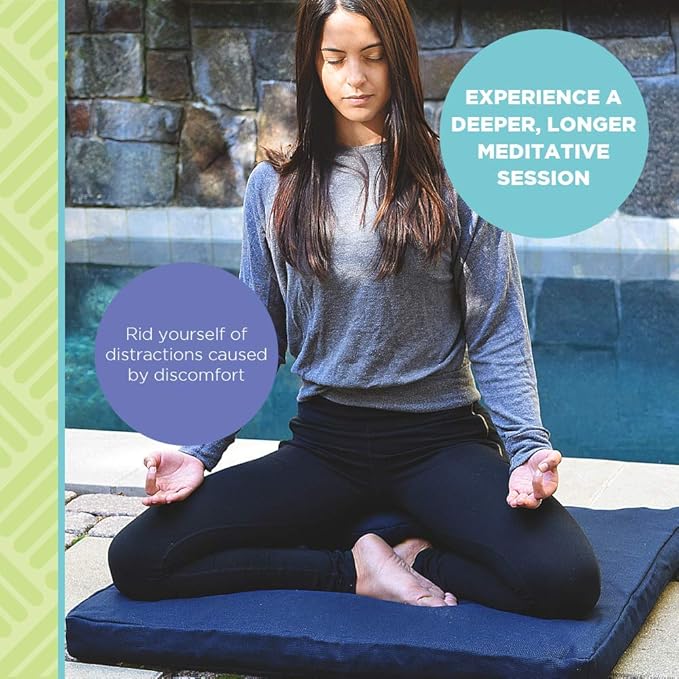 Bean Products Meditation Cushion - Zabuton Meditation Pillows for Sitting on Floor, Yoga Cushion, Cotton Yoga Pillow, Zen Kneeling Prayer Pad- Made in USA - Premium 32x26x3, Black