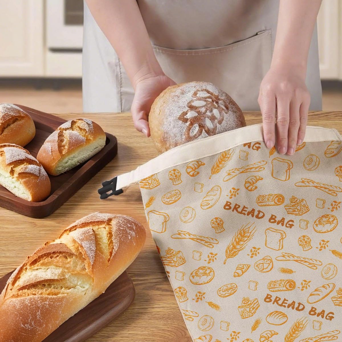 2 Pack Reusable Beeswax Bread Bags for Sourdough,Reusable Cotton Beeswax Bag for Homemade Bread,Freezer-Friendly&Freshness Preservation Storage to Keep Fresh 17x13in