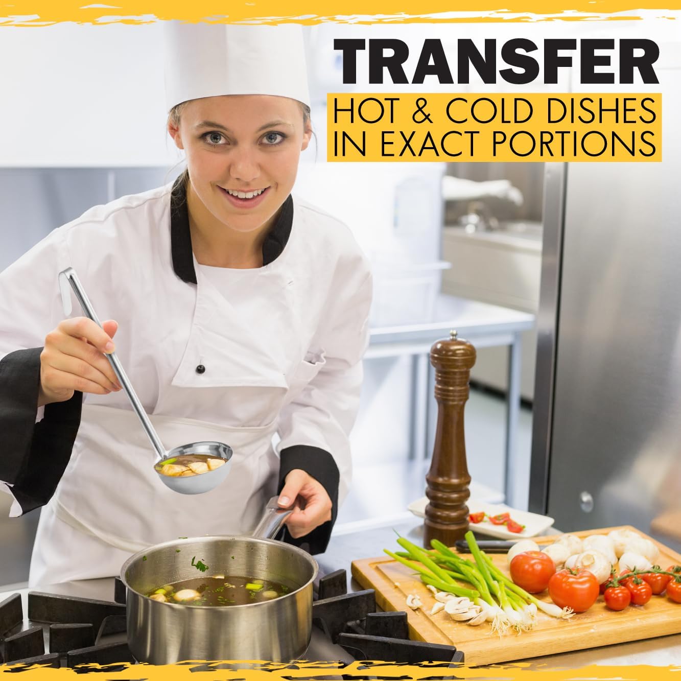 Ladle - Durable Stainless Steel Ladle Serving Measuring Soup Dressing Sauce Gravy Sturdy Dependable Long Handle for Kitchen (1, 1 Oz.)