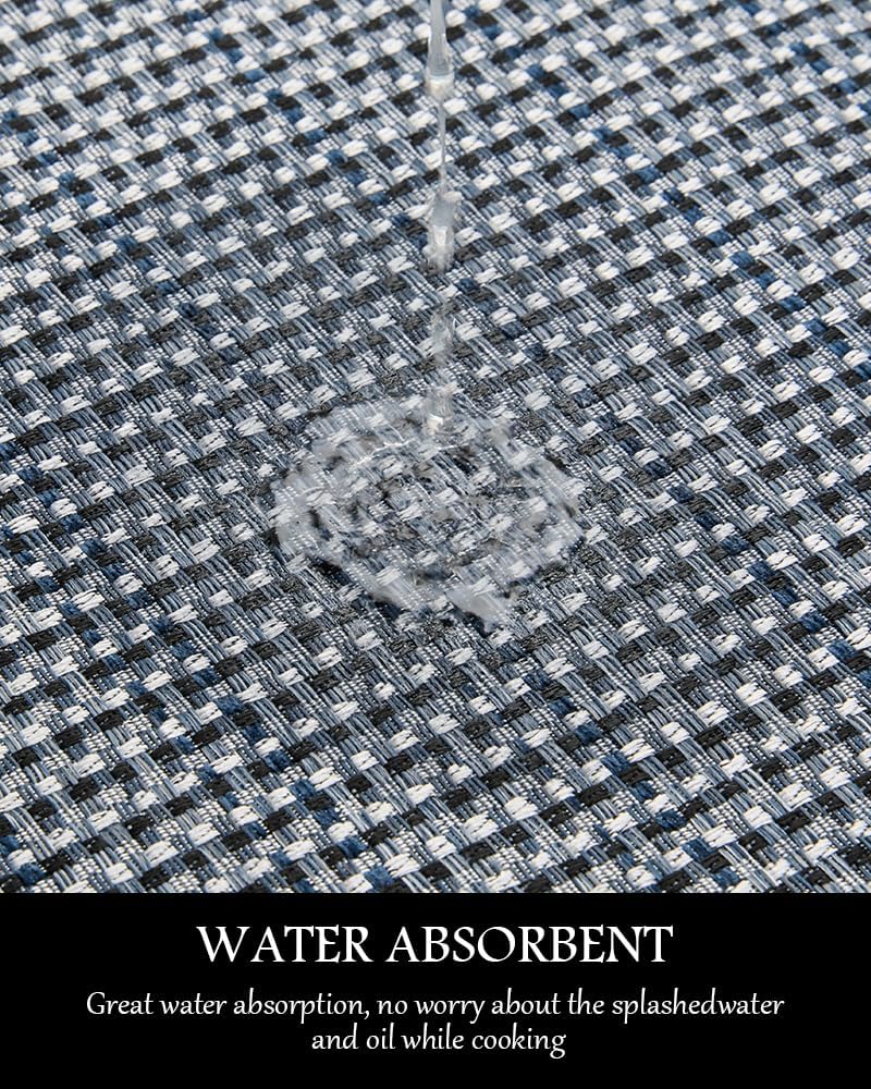 PADOOR Kitchen Mats for Floor, Kitchen Rugs Non Slip Washable, Rubber Backed Kitchen Runner Super Absorbent Kitchen Floor Mat Sink Rug, 20”x32” Blue