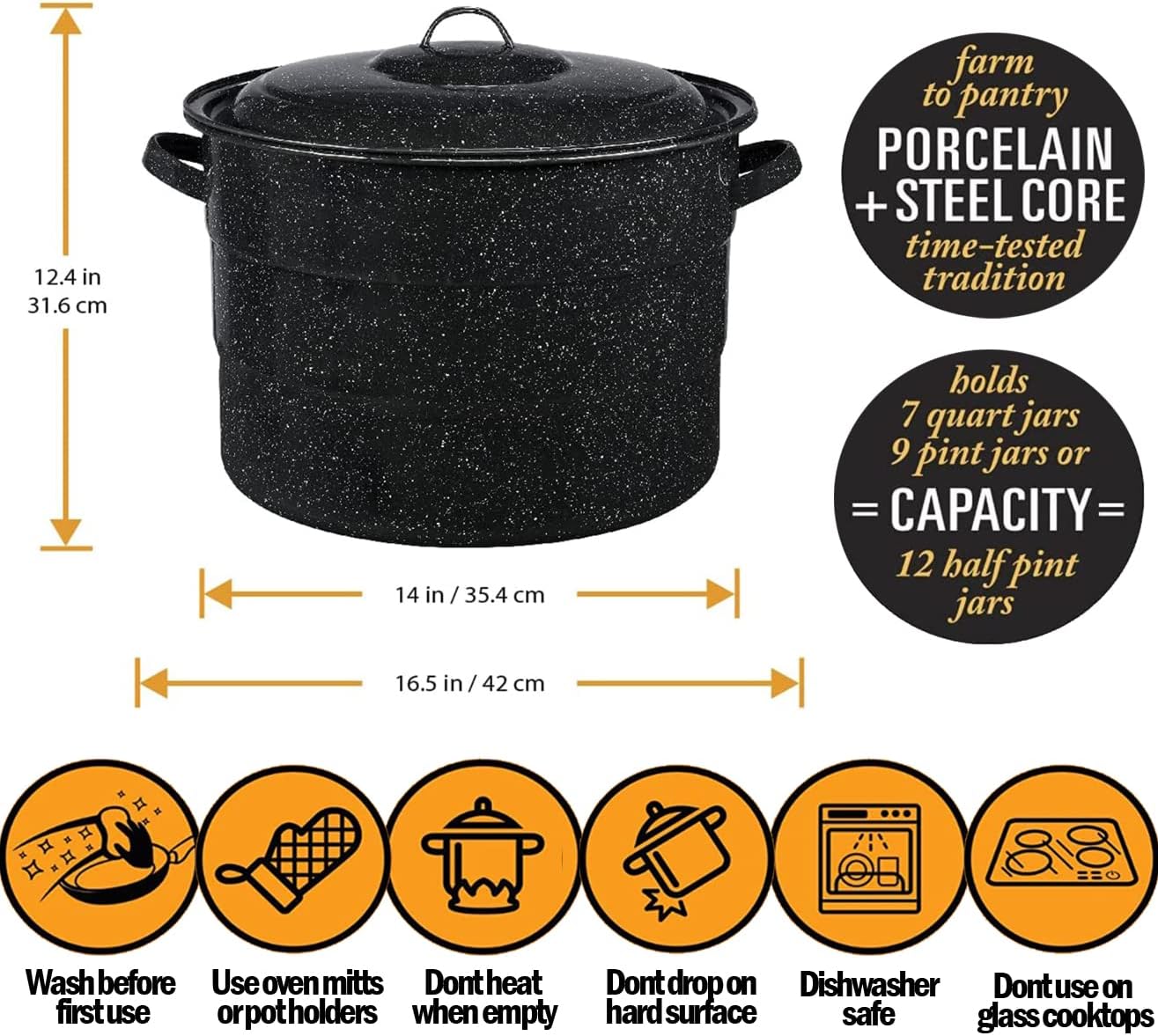 Supa Ant Canning Supplies - Water Bath Canning Pot with Rack & Lid - Starter Kits Set for Beginners - Stainless Steel Water Bath Canner Kit & Rack - Rack, XL Ladle, Measuring Cups, Kitchen Funnel