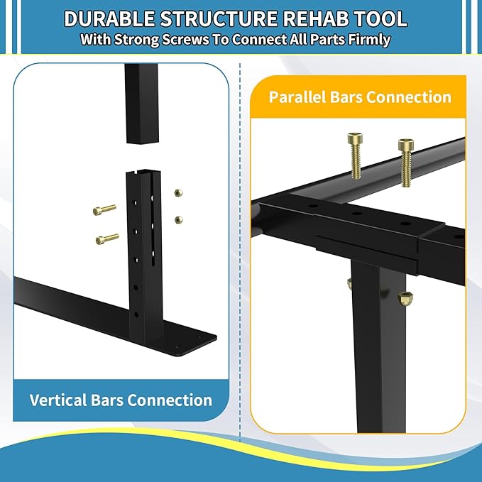 Physical therapy parallel bars, Walking assist bar for rehab & walking balance issues, Adjustable height & width (8FT)