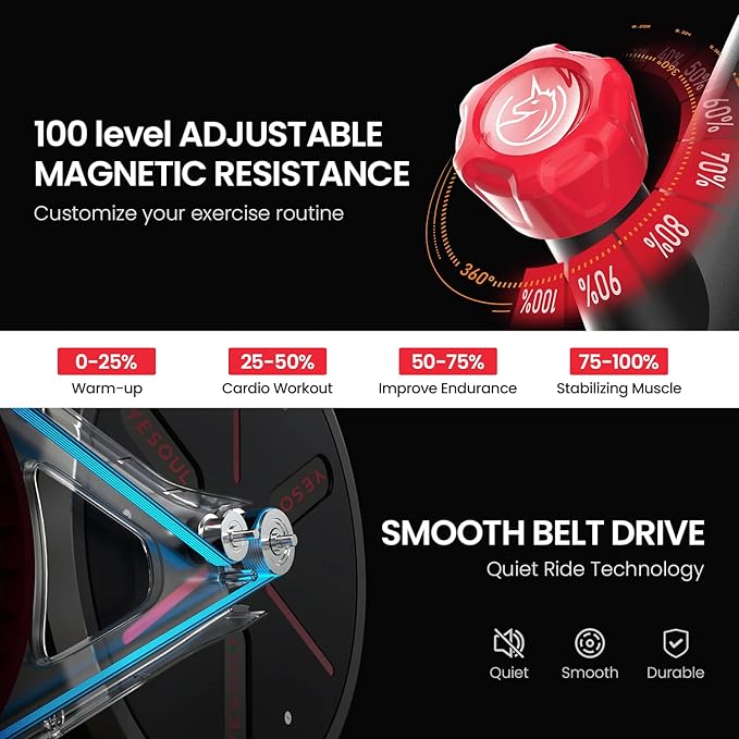 Yesoul Black Exercise Bike for Home,Smart White Cycling Bike Magnetic Stationary Bike, Low Noise Indoor Cycling Bike for Home Gym Electric Stationary Bike with Tablet Mount & Comfortable Seat Cushion for Women Apartment Workout Bike for Fitness