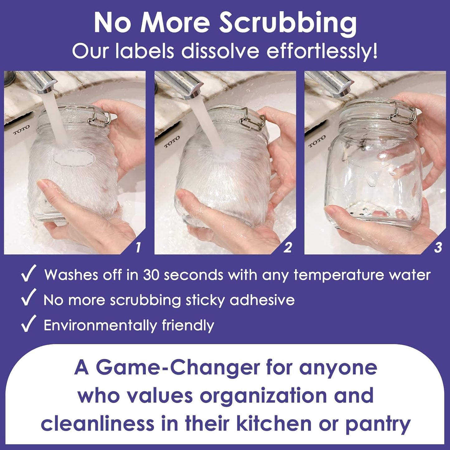 400 Dissolvable Canning Labels for Mason Jars, Small Pantry Labels 1 x 2⅛ inch, Water-Soluble Stickers-8 Designs