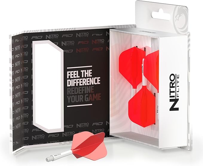 RED DRAGON Darts – Nitro Flite Integrated Flight & Shaft System – No.2 Shape and Design - Available in Short, Intermediate & Medium - Available in Variety of Colours - Professional Darts Accessories