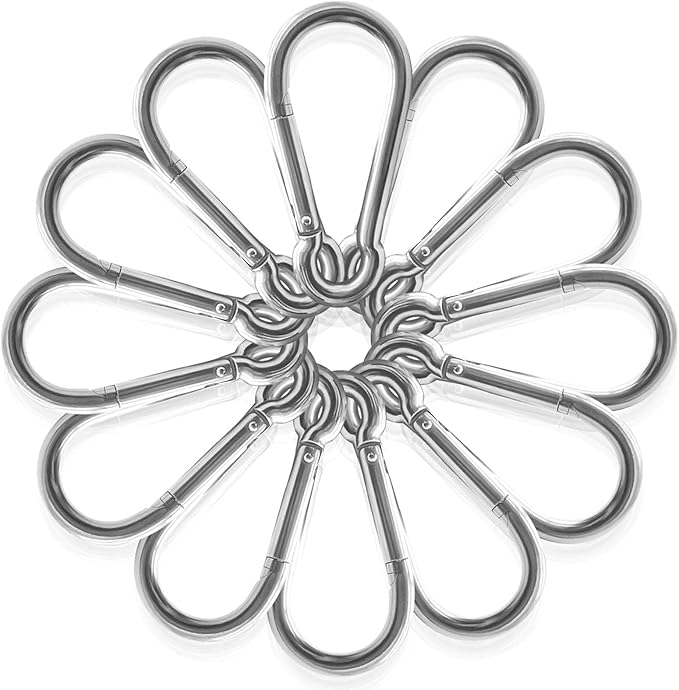 100Pack Heavy Duty Carabiner Clips, M8 5/16" Spring Snap Hooks 3Inch Zinc-Galvanized Steel Chain Clips Quick Links Safety Connector for Hammock Swing Fitness Gym Outdoor Supplies Boating