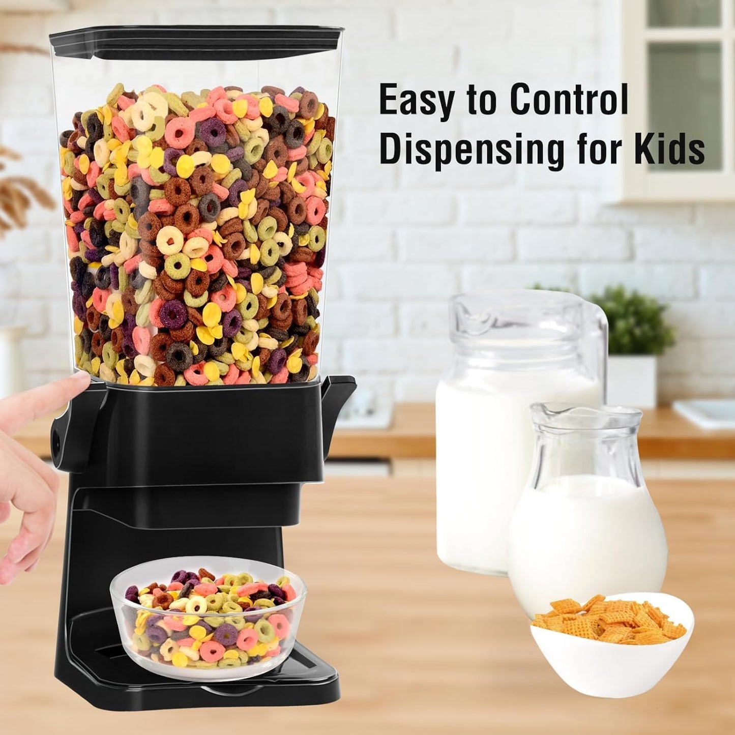 Cereal Dispenser Countertop 3pcs,5.5L Cereal Containers Storage Dispenser for Pantry,Dry Food Storage Rice Containers,Candy Dispenser,Snack Organizer Machine for Grains, Nuts,Oatmeal, Pet Food Black