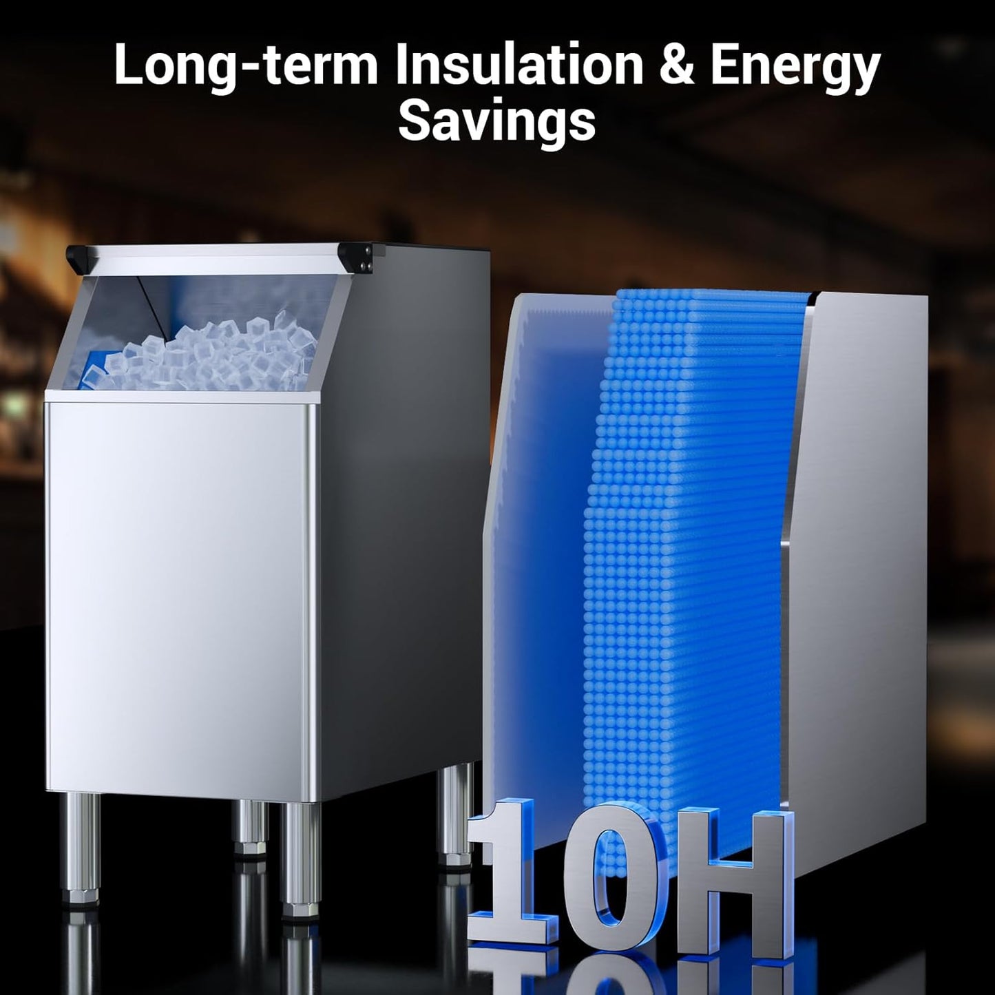 Commercial Ice Maker Machine 680lbs/24H, Ice Ready in 5-15 min, 450lbs Large Storage Bin, Ice Machine Stainless Steel with Water Line Hookup Self-Cleaning Function,30 Adjustable Ice Thicknesses