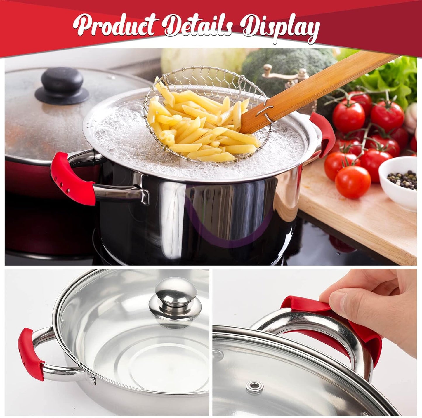 8 Pcs Cast Iron Handle Cover, Silicone Hot Handle Holder, Heat Resistant Cast Iron Skillet Covers Potholder for Frying Pans and Griddles Kitchen Supplies