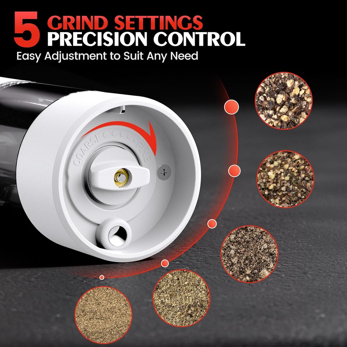 Electric Salt and Pepper Grinder Set Automatic Battery Pepper Mill Shakers Kitchen Tools Adjustable Coarseness Upgraded Larger Capacity with Led Birthday Gifts for Women