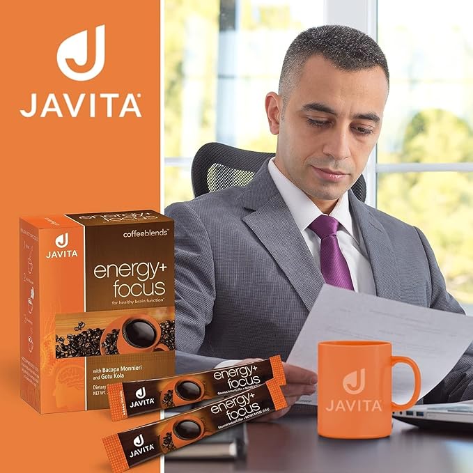 Javita Energy + Focus Instant Coffee Packets, 100% South American Arabica & Robusta Blend, plus Herbs for Clarity, Energy, & Focus, Keto, Dieters Drink, 4 boxes of 24 (4.2g) sticks