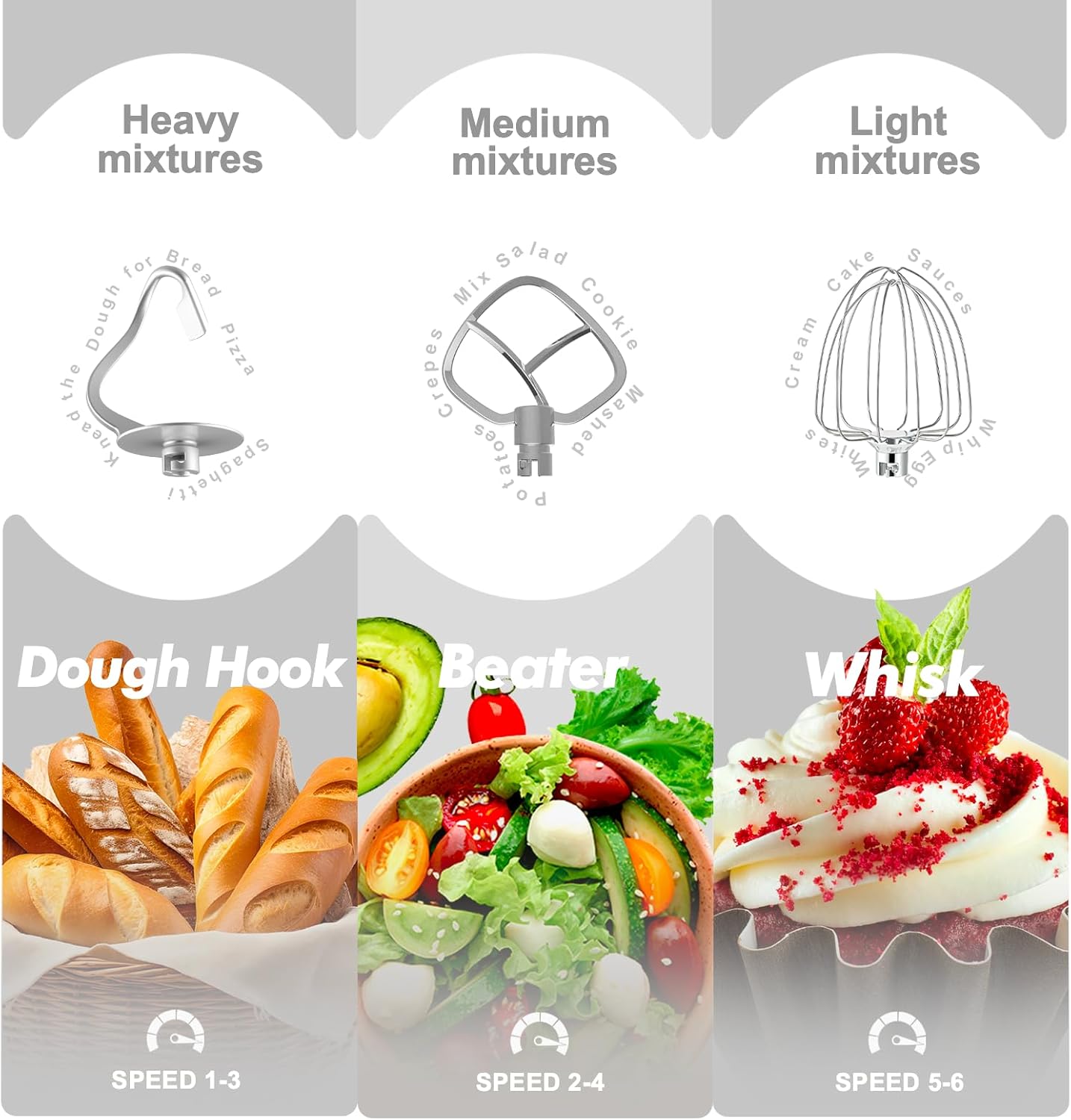 Kitchen in the box Stand Mixer, 6.5QT 660W Kitchen Electric Mixer, 6-Speed Tilt-Head Food Mixer with Dough Hook, Wire Whip, Beater, Dishwasher Safe (White)