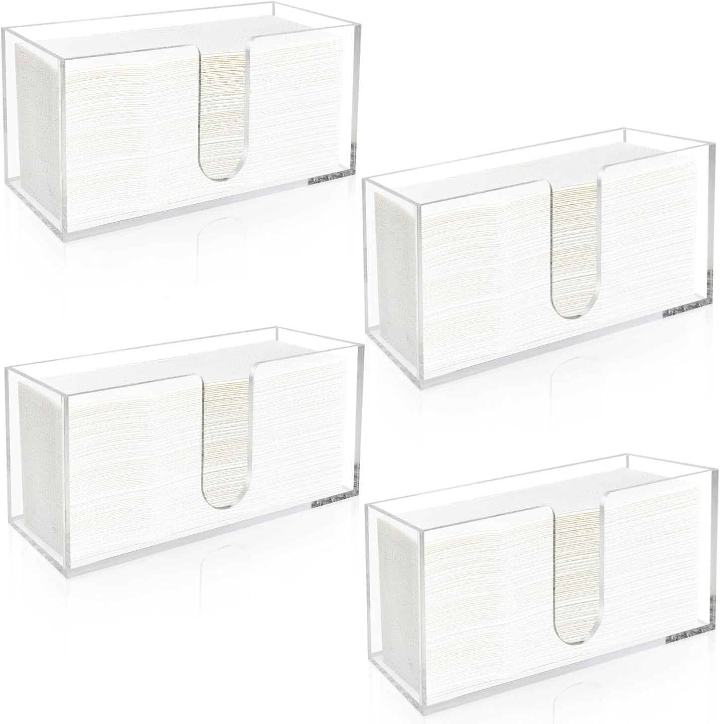 Acrylic Paper Towel Holder Countertop, 5mm Thick Clear C-Fold Z-Fold Trifold Napkin Dispenser, Bathroom & Kitchen Organizer for Multifold Towels (4)