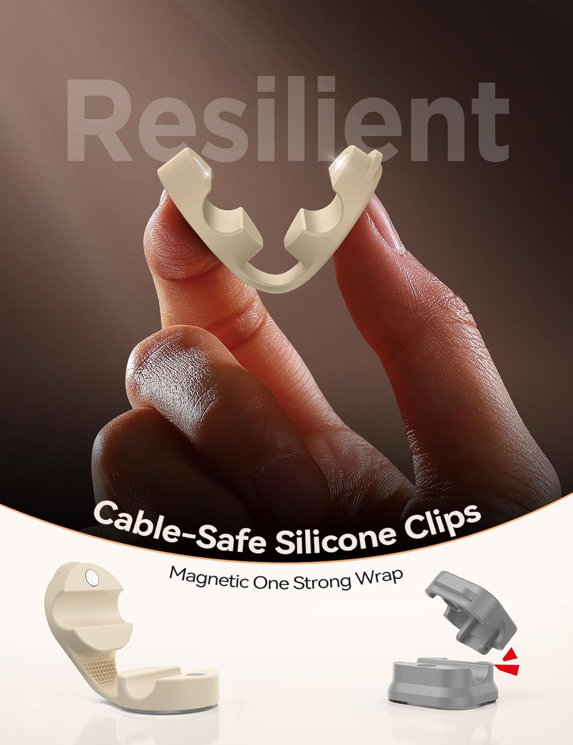 8-Pack Cord Organizer Magnetic Silicone Cable Clips[8 mm Wider Cable Accessible]Desk Cable Management, FLYLEAD Desktop Cord Holder for Nightstand, Office Workspaces Desk Organization Home Accessories