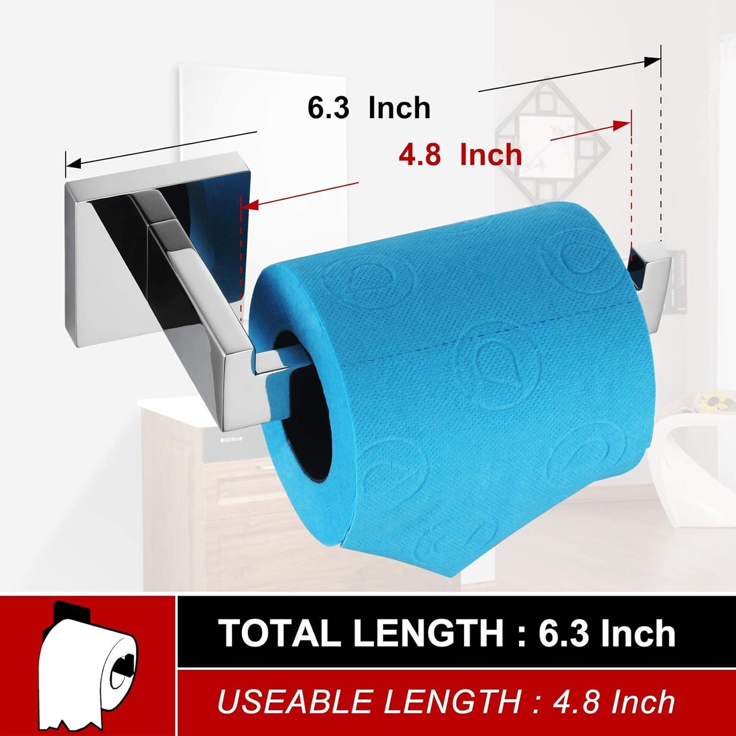 KOKOSIRI Toilet Paper Holder Chrome Toilet Roll Holder for Bathroom Kitchen Washroom T-304 Stainless Steel Wall Mounted, Polished Finish, B2003CH