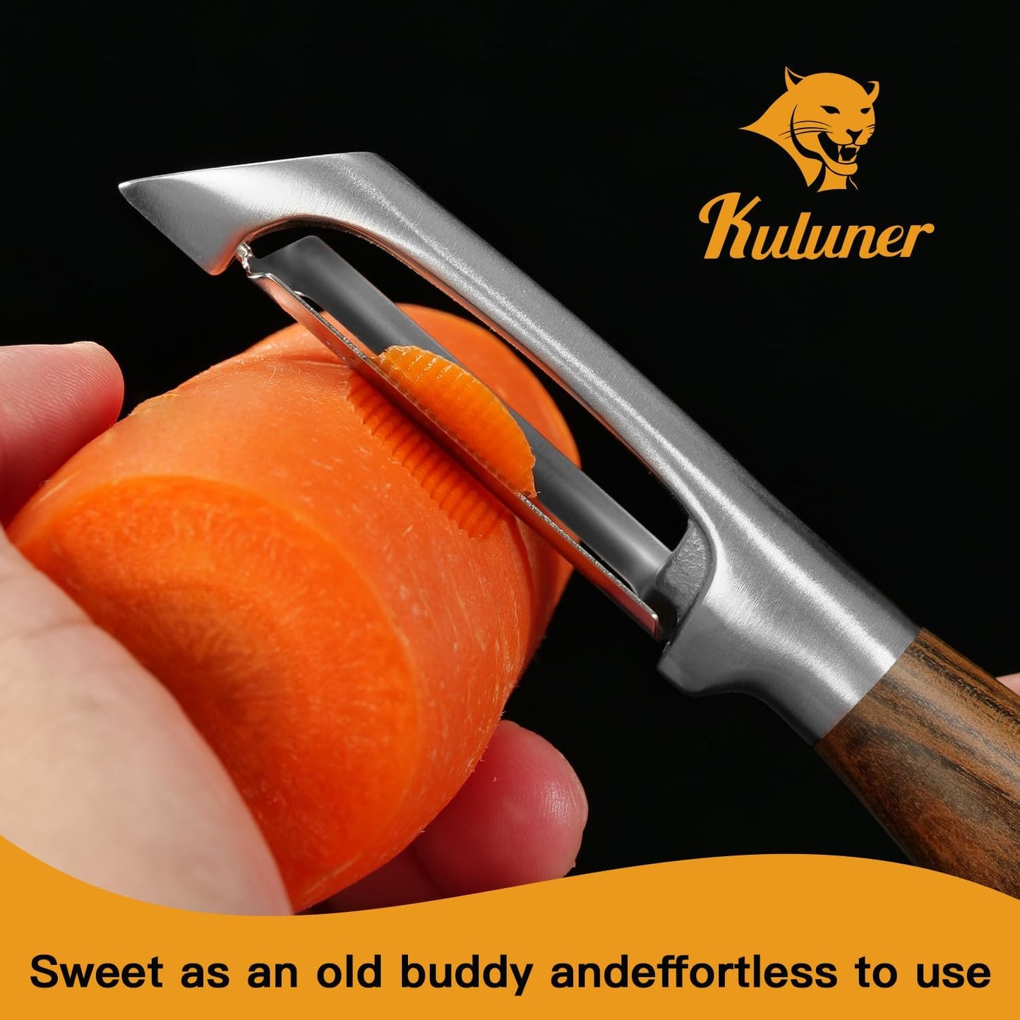 Premium I Type 304 Stainless Steel Multifunctional Kitchen Peeler Real Wood Handle Ultra Sharp Blade Vegetable Potato Apple（Agarwood）