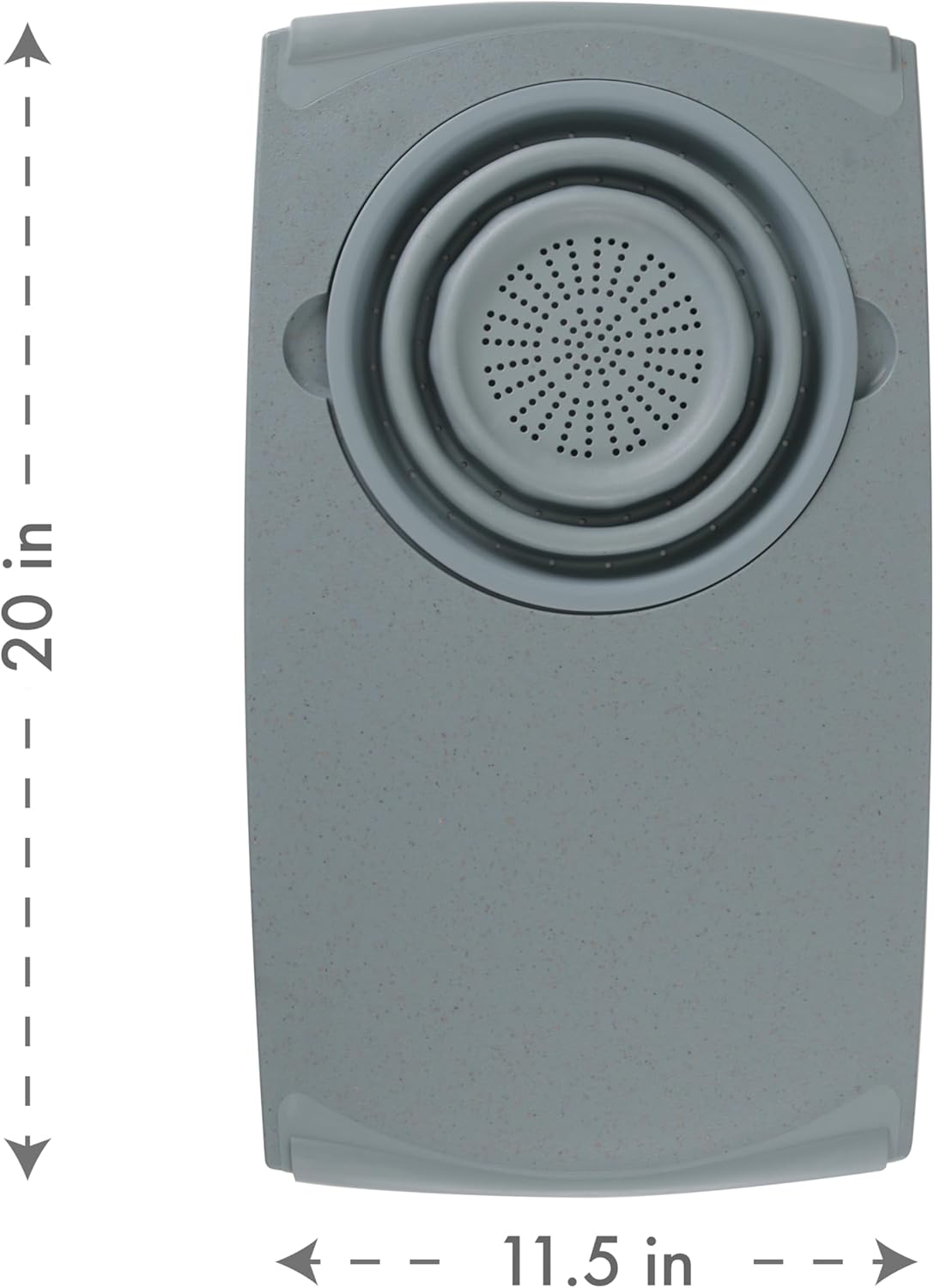 Dexas Over the Sink PolyFiber Flax Cutting Board with Collapsible Colander Strainer, 11.5 x 20", Smoke Blue