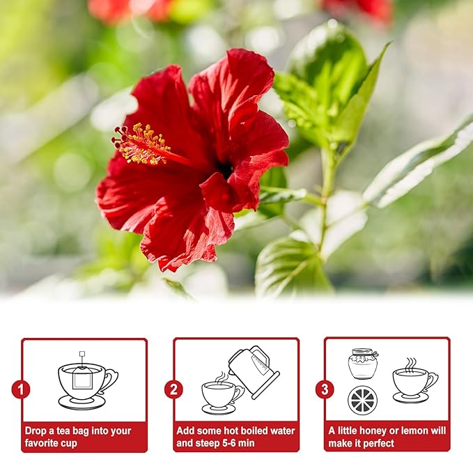 TEARELAE - Hibiscus Tea Bags - 2g x 80 Count - 100% Pure Hibiscus Flowers - Country of Origin Nigeria - Non-GMO - Caffeine-free - Aid Digestion & Support Heart Health