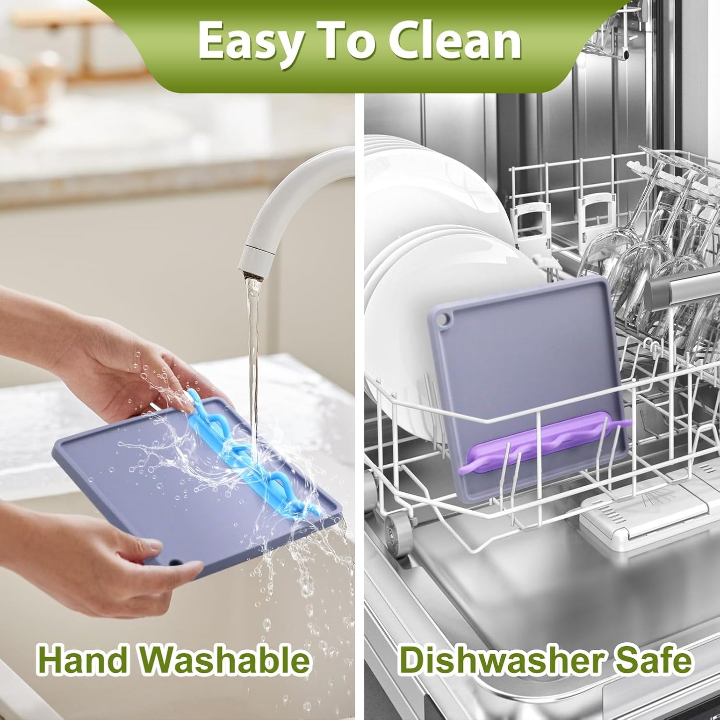 Silicone Spoon Rest for Stove Top, Heat-Resistant & BPA-Free, Non-Slip Kitchen Spoon Holder for Stove, Gray + Yellow Plum