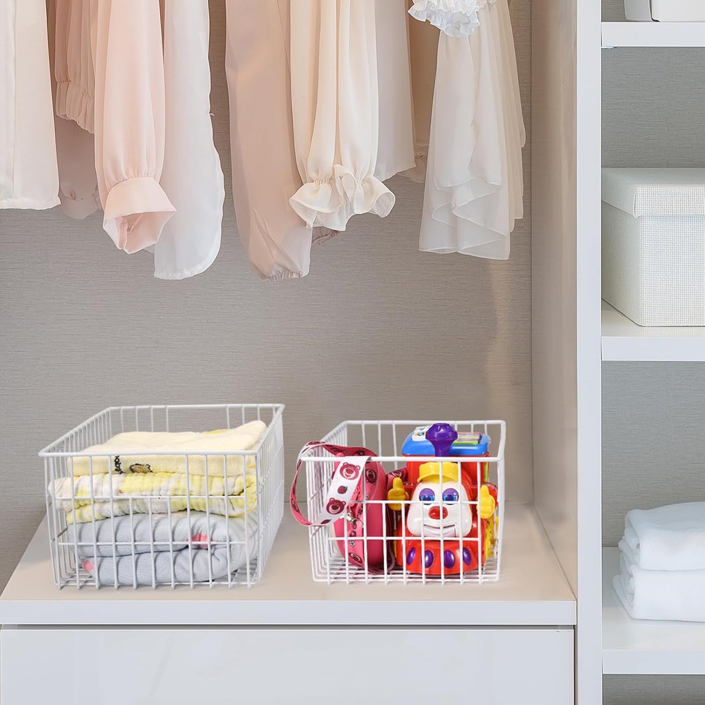 Orgneas Freezer Organizer Bins, Vertical Sides Wire Freezer Baskets for Upright Freezer, Chest Freezer Organizer Deep Freezer Storage Containers for Foods, Snacks, Vegetables, Fruits, Set of 6