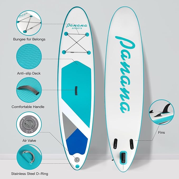 Panana Inflatable Stand Up Paddle Board, 10'x31 x6 SUP with Premium Paddle Board Accessories Kit, Anti-Slip EVA Deck for Adults Youth of All Skill Levels