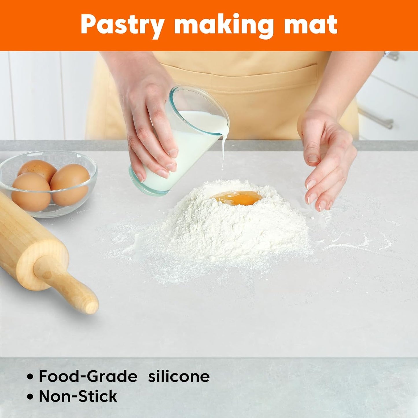 Large Silicone Mats for Kitchen Counter,Countertop Protector for Pastry Making,Silicone Mats for Crafts,Skin-Friendly Surface Vanity Mat,Freely Cuttable(Translucent, 16" x 72" x 1.6mm)