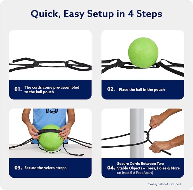 MOTOMY™ Volleyball Training Equipment Aid ‘VolleyPal’ – Solo Rebounder Trainer for Serve, Spike, Set & Pass; Indoor and Outdoor Practice Gear Gifts for Beginners & Experts