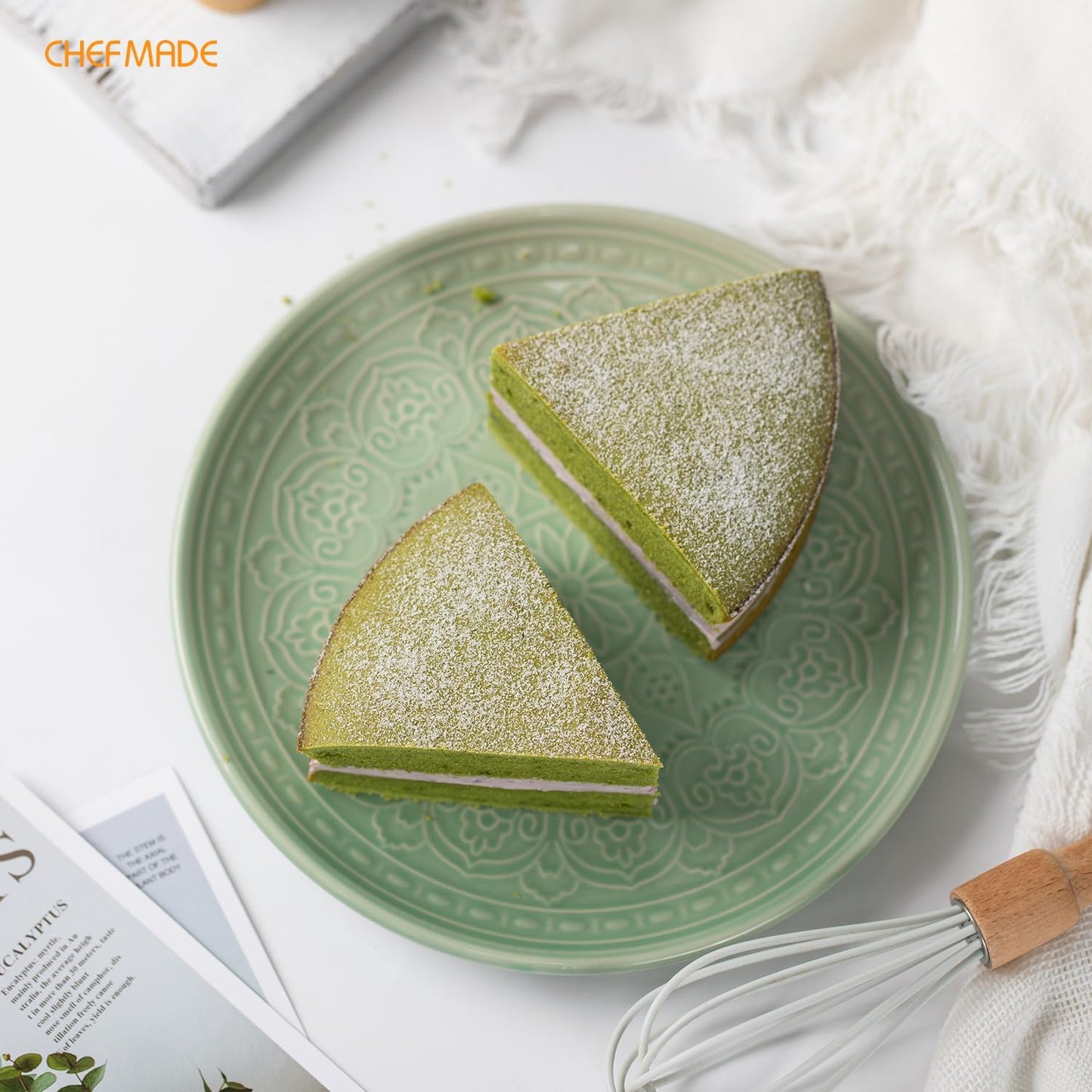 CHEFMADE Round Cake Pan, 8-Inch Non-Stick Pizza Pan and Pie Bakeware for Oven Baking (Green)