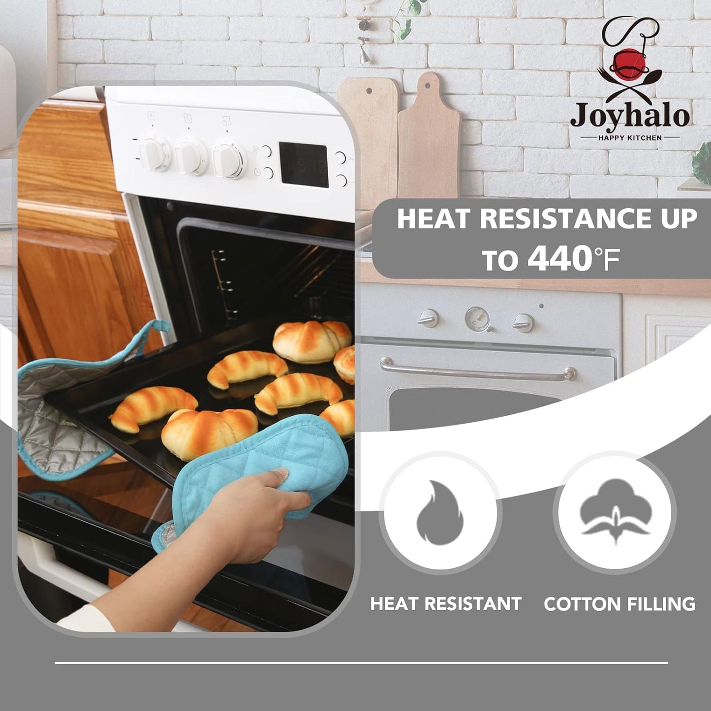 Joyhalo 4 Pack Pot Holders for Kitchen,Cotton Oven Holder with Great Heat Resistance,Non Slip Hot Pads for Kitchen Clearance, Aqua