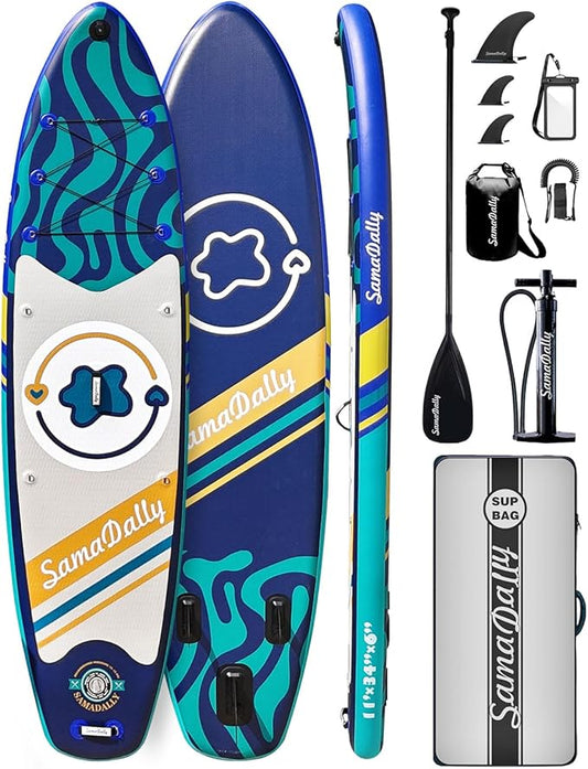 11'Stand Up Paddle Boards Surf Control with Premium SUP Board Accessories Backpack & Removable Fins, 34" Wide Inflatable Paddle Boards of All Skill Levels