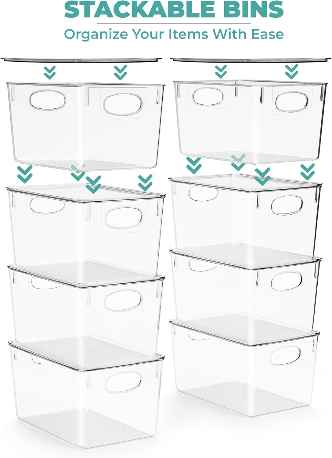Sorbus Large Clear Plastic Bins with Lids – Stackable Organizer for Toys, Clothes, Medicine, Makeup, Closet, Art Supplies, Bathroom, Shoes – 8 Pack