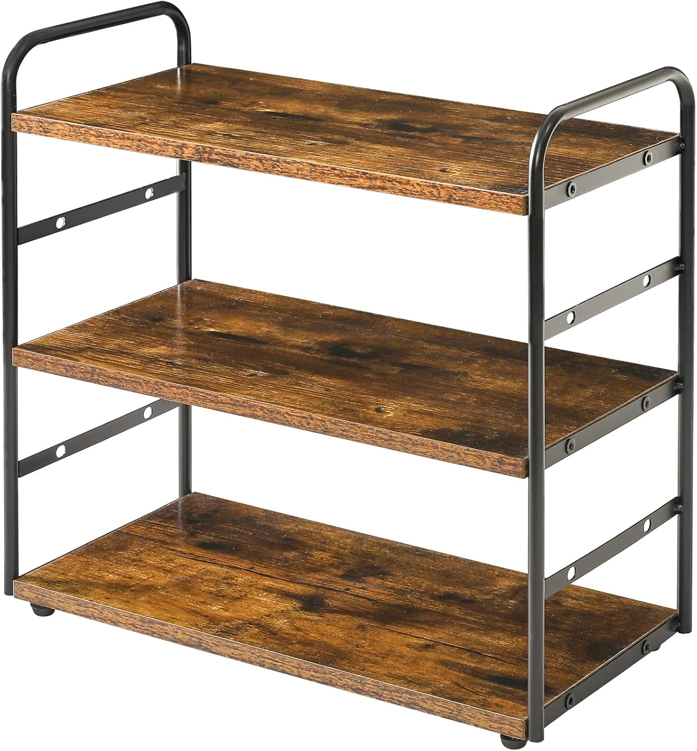 IBUYKE 3-Tier Bathroom Counter Organizer, Tray Countertop Storage Shelf, Kitchen Spice Rack Standing, Counter Standing Rack Cosmetic Holder, Rustic Brown TWJ001H