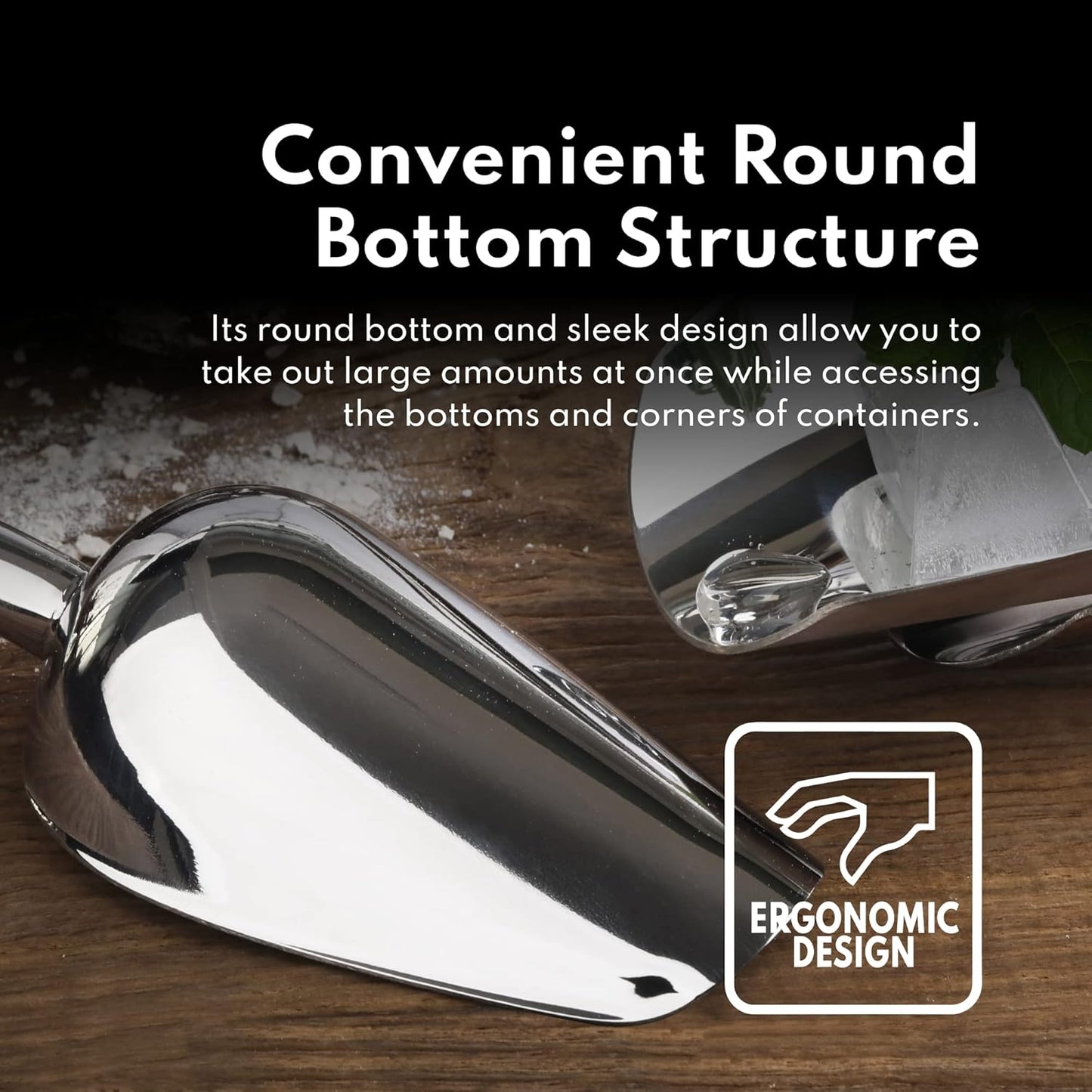 New Star Foodservice 1028515 Stainless Steel Bar Ice Flour Utility Scoop, 12-Ounce