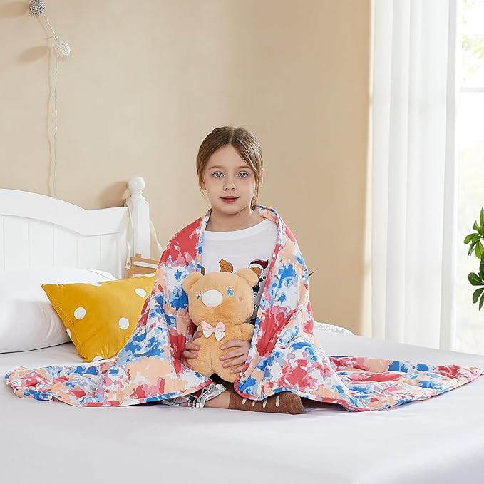 L'AGRATY Weighted Blanket - 40"x60" 7lbs Cooling Breathable Weighted Blanket Microfiber Material with Glass Beads