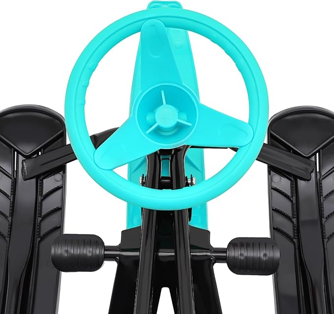 Sleds for Snow, Portable Snow Racer Winter Ski Sled Snow Sled W/Steering Wheel, Outdoor Ski Sled Slider Board for 3-15 Years Kids, Toboggan Pulling Boat Seat Sled for Ice Skating