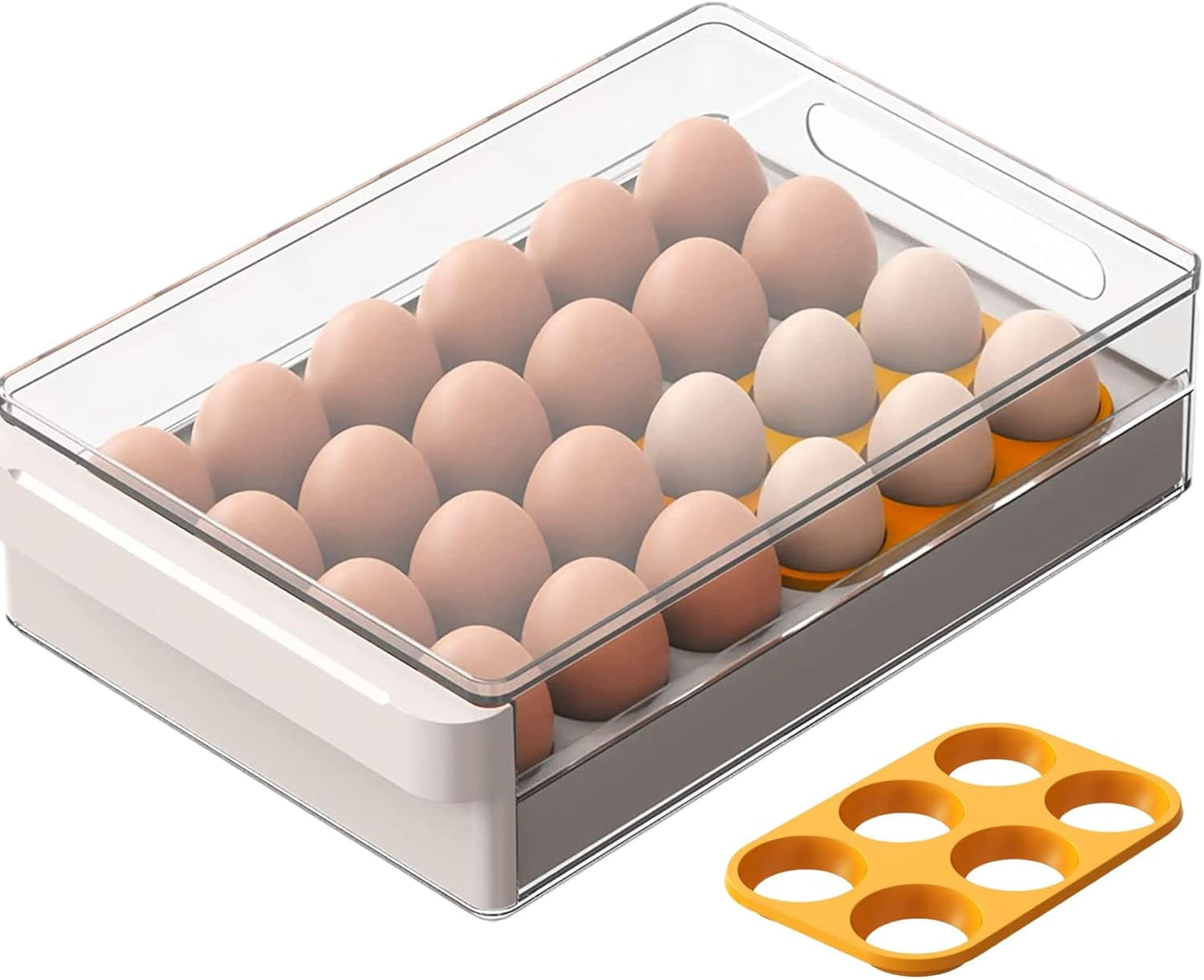 vacane Egg Storage Container for Refrigerator BPA Free Refrigerator Organizer Bins,Stackable Egg Holder for Refrigerator,24 Egg Tray,Clear Egg Drawer
