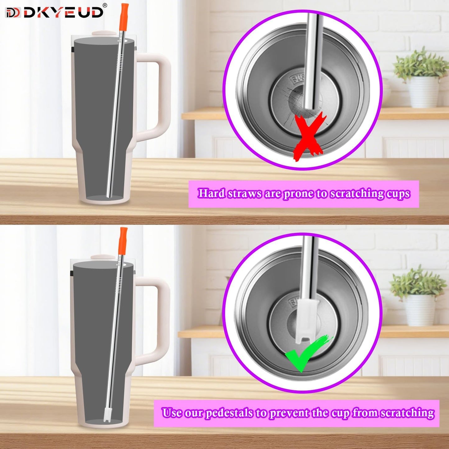 24PCS 12 Colors Food-Grade Metal Straws Reusable Silicone Tips,Silicone Base Sleeve,Only Fit Diameter 0.32In- 8mm Stainless Steel Straws,BPA Free, Eco-Friendly