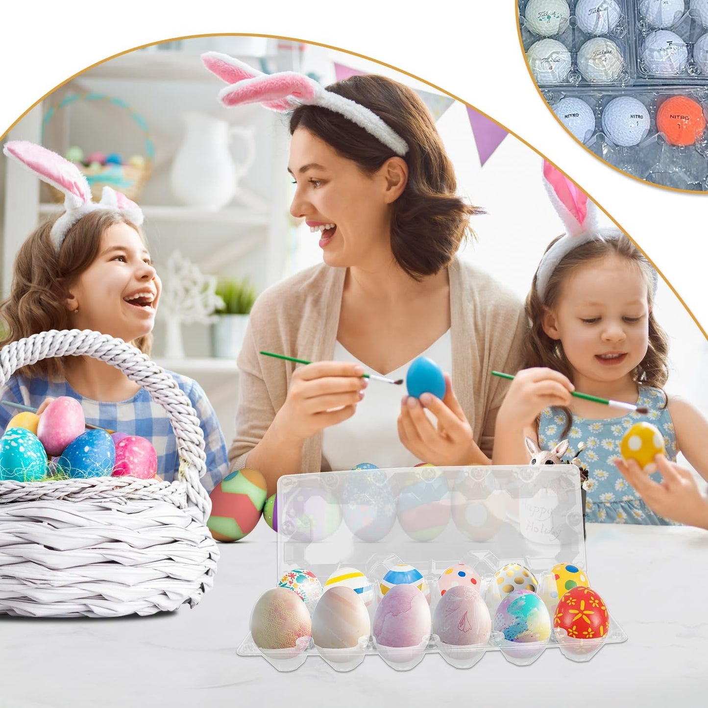 100 Pack Bulk Egg Cartons, Clear Plastic Chicken Egg Holders, Egg Tray Carton Holder for Home & Kitchen, Farm & Market Use, An Eco-Friendly Egg Storage Solution, 12 Grids(Medium Size)