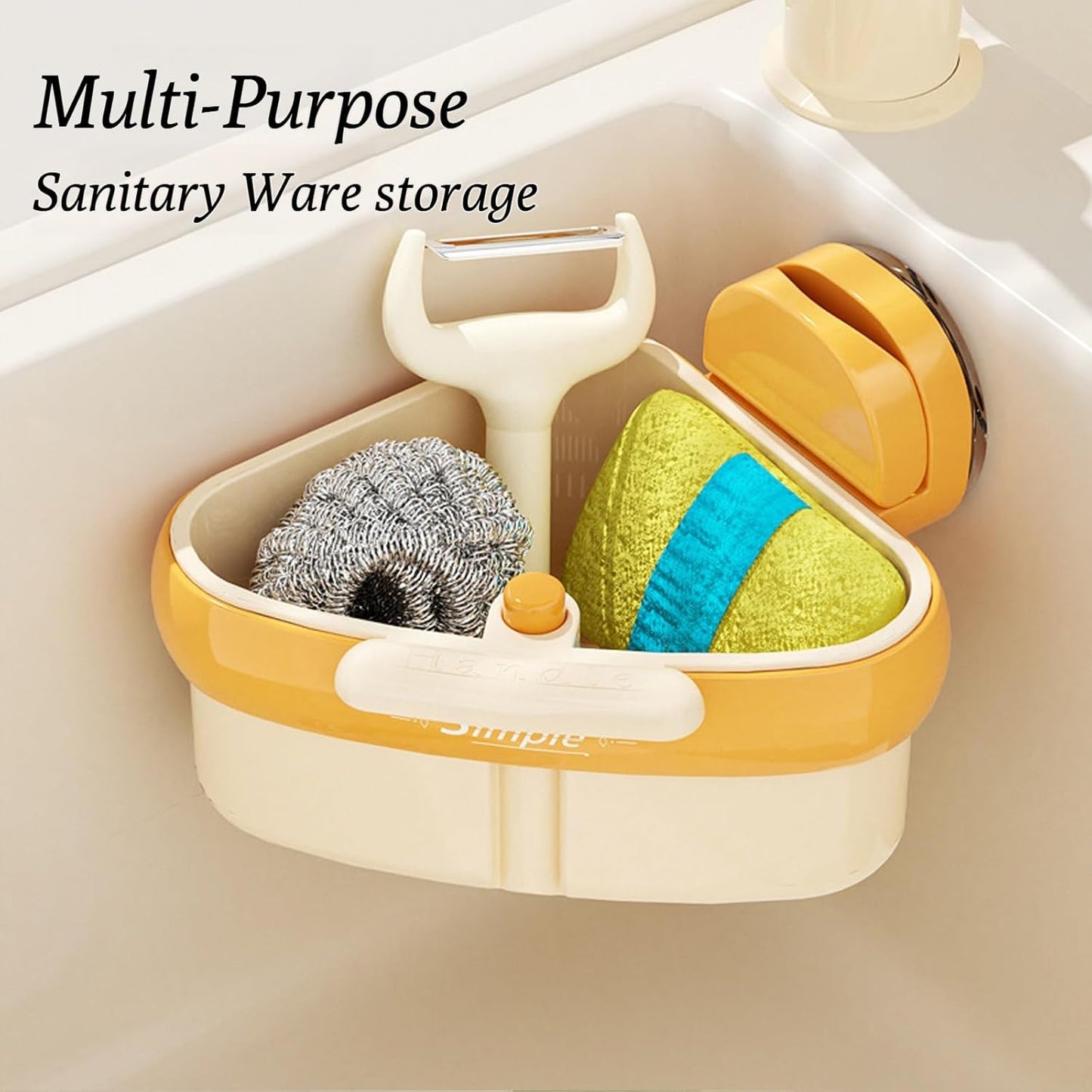 Suction Cup Sink Corner Rack, 2025 Upgraded Automatic Dumping Sink Strainer Basket, Suction Cup Press Sink Drainer Basket, No Drilling Corner Sink Strainer for Food Waste (Mix, 2Pcs)