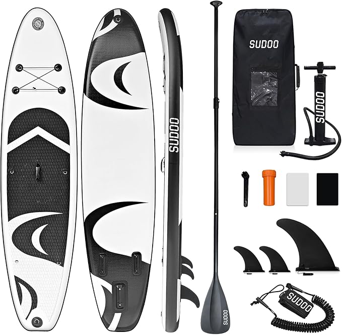 Inflatable Stand Up Paddle Board 10‘x30‘‘- Ultra-Light SUP with Backpack, Pump, Paddle, Coil Leash, 3 Fins, Repair Kit, Stable Design, Non-Slip EVA Deck for Adults & Youth