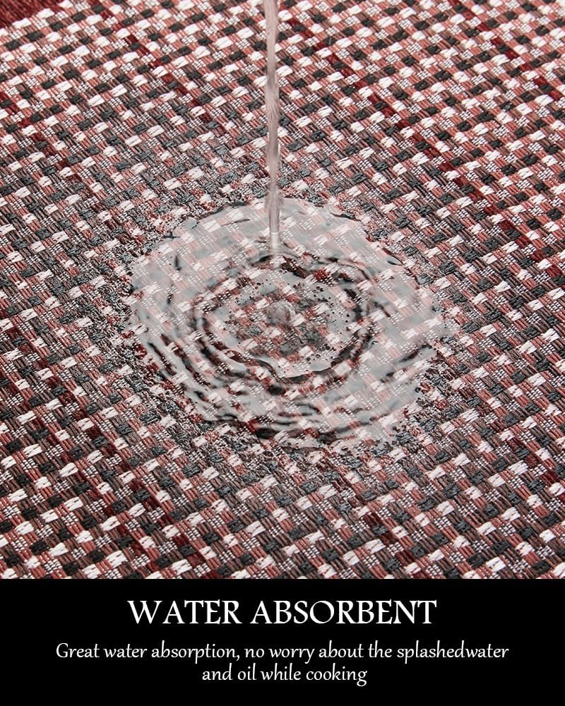 PADOOR Kitchen Mats for Floor, Kitchen Rugs Non Slip Washable, Half Circle Christmas Kitchen Floor Mat Xmas Sink Rug Rubber Backed Super Absorbent, 20”x32” Red