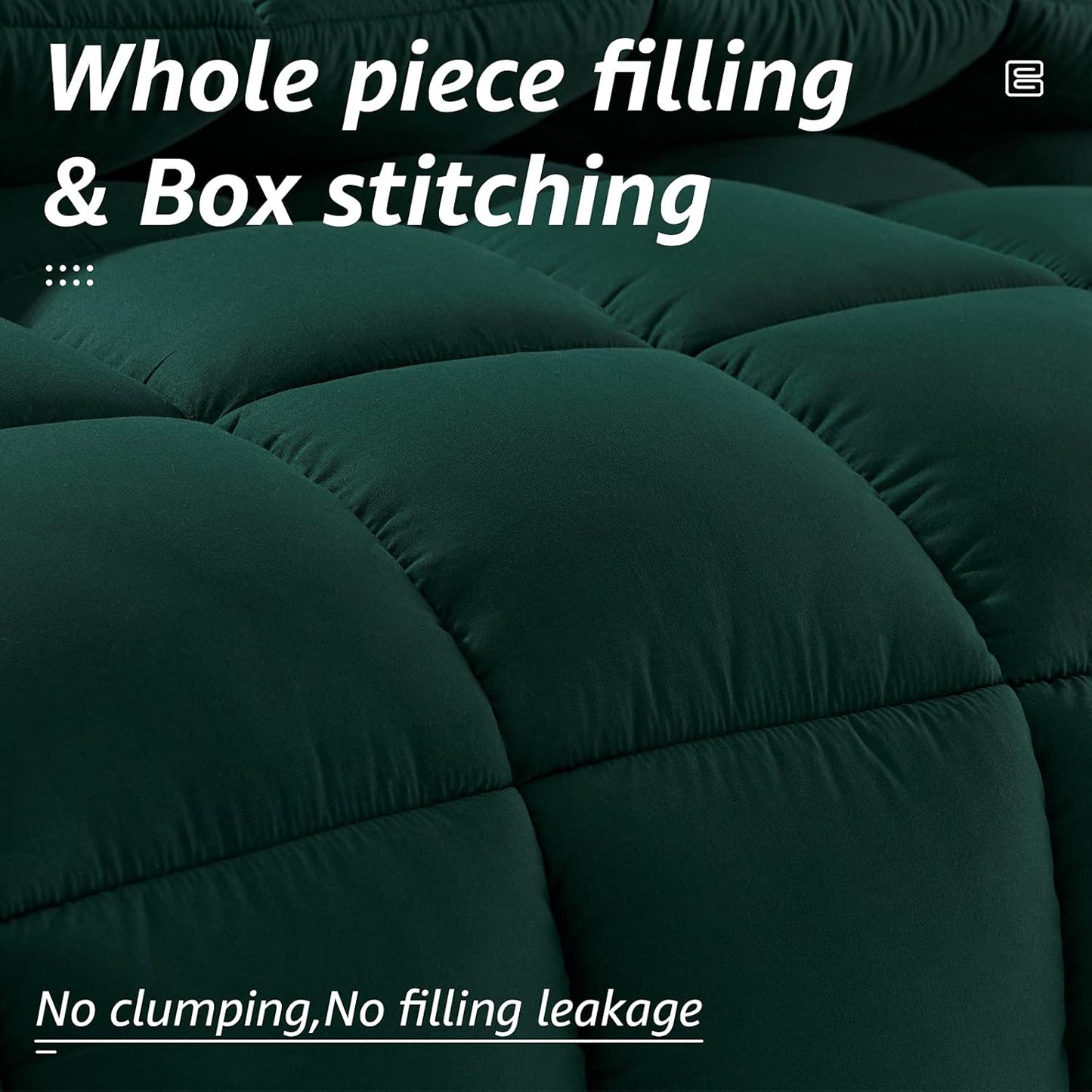 HYLEORY All Season California King Size Bed Comforter - Cooling Down Alternative Quilted Duvet Insert with Corner Tabs - Winter Warm - Machine Washable - Emerald Green,Cal King(96*104)