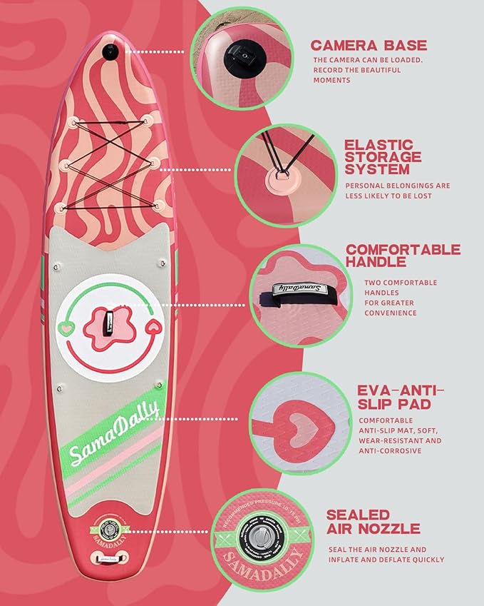 11'Stand Up Paddle Boards Surf Control with Premium SUP Board Accessories Backpack & Removable Fins, 34" Wide Inflatable Paddle Boards of All Skill Levels