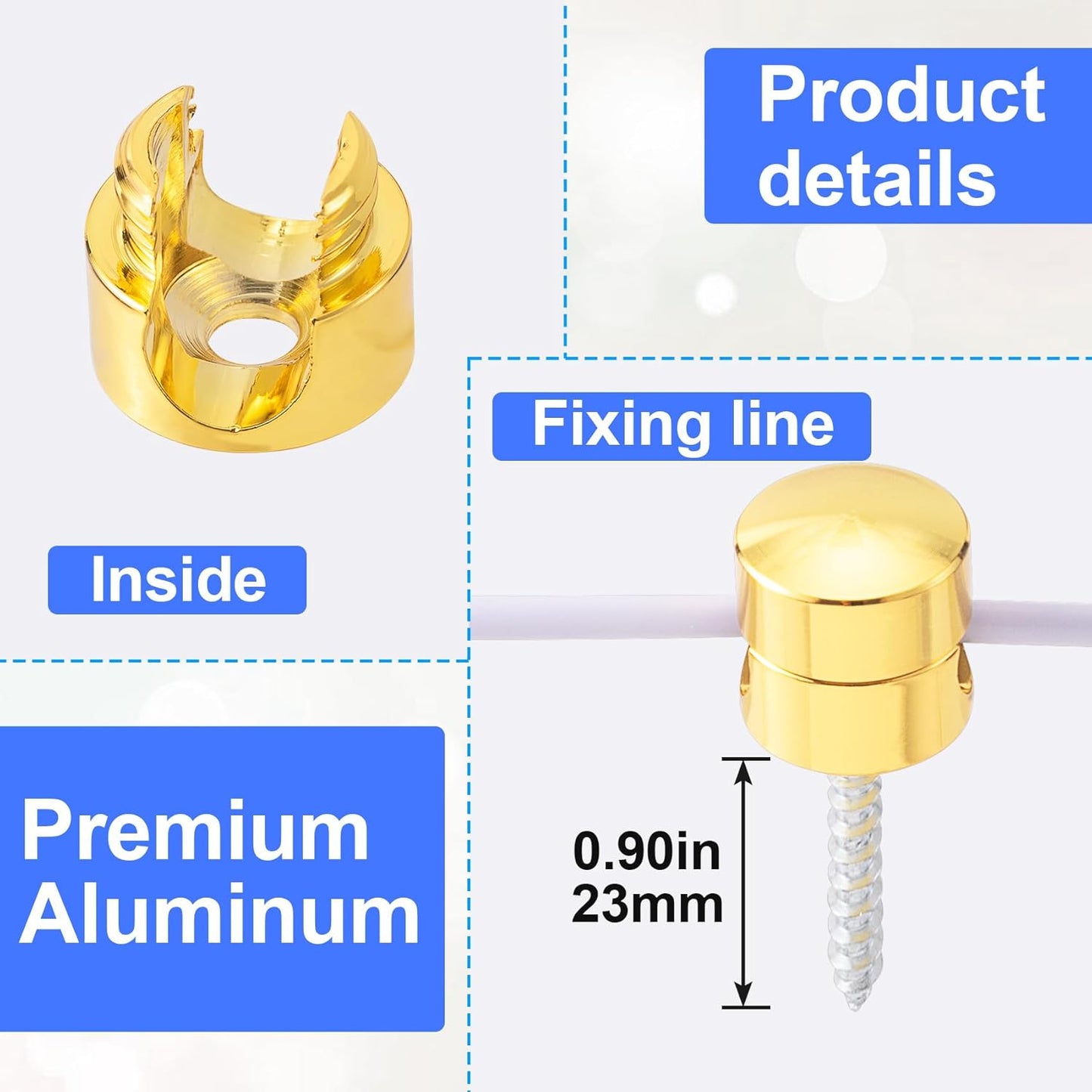 4 Sets Charger Holders for Cords, Gold Color Adjustable Cable Anchor Holders, Adhesive Metal Cord Clips, Cable Management Wire Organizers for Desk, Office, Nightstand